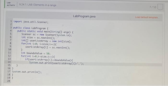 Solved 9.24 LAB: Elements in a range Write a program that | Chegg.com