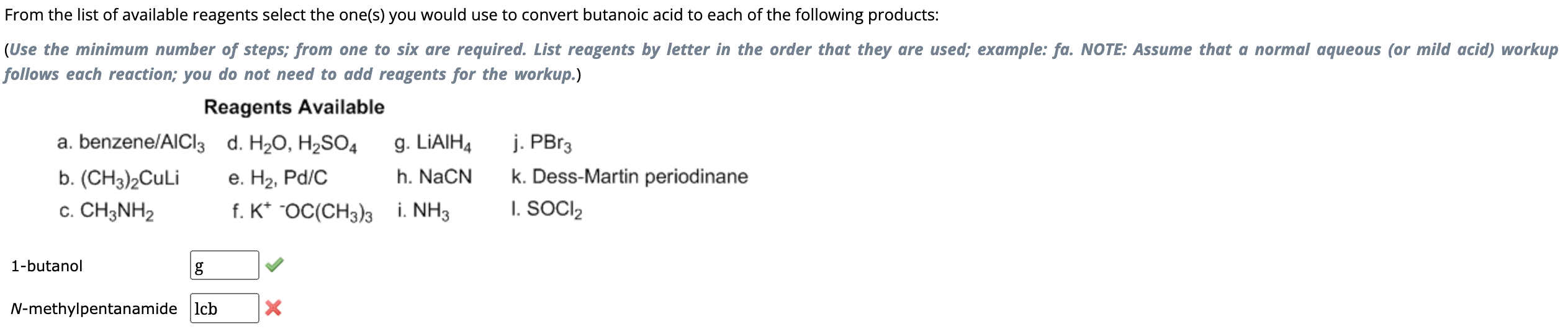Solved From the list of available reagents select the one(s) | Chegg.com