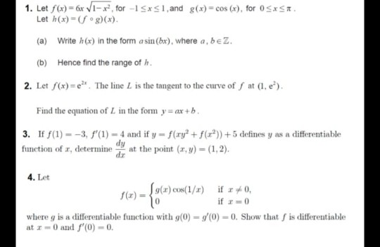 Solved 1 Let F X 6x V1 X2 For 15x31 And G X Cos X Chegg Com