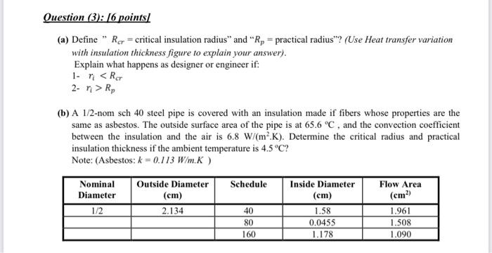 Question 3 16 Points A Define Rcr Critical Chegg Com