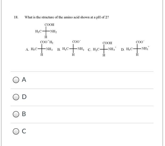 Solved 18. What is the structure of the amino acid shown at | Chegg.com