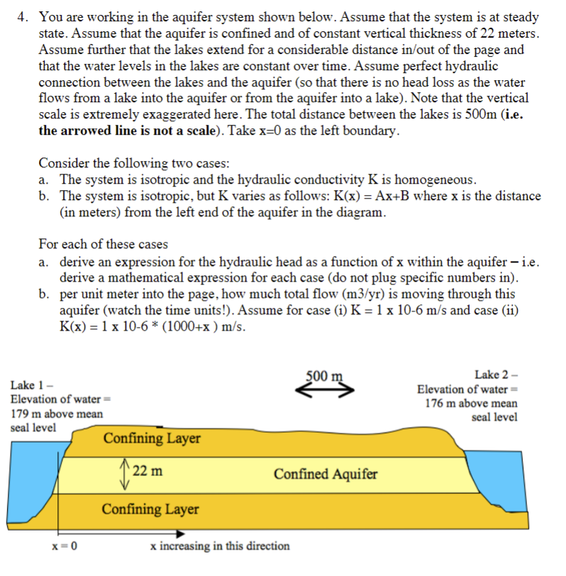Solved 4. ﻿You are working in the aquifer system shown | Chegg.com