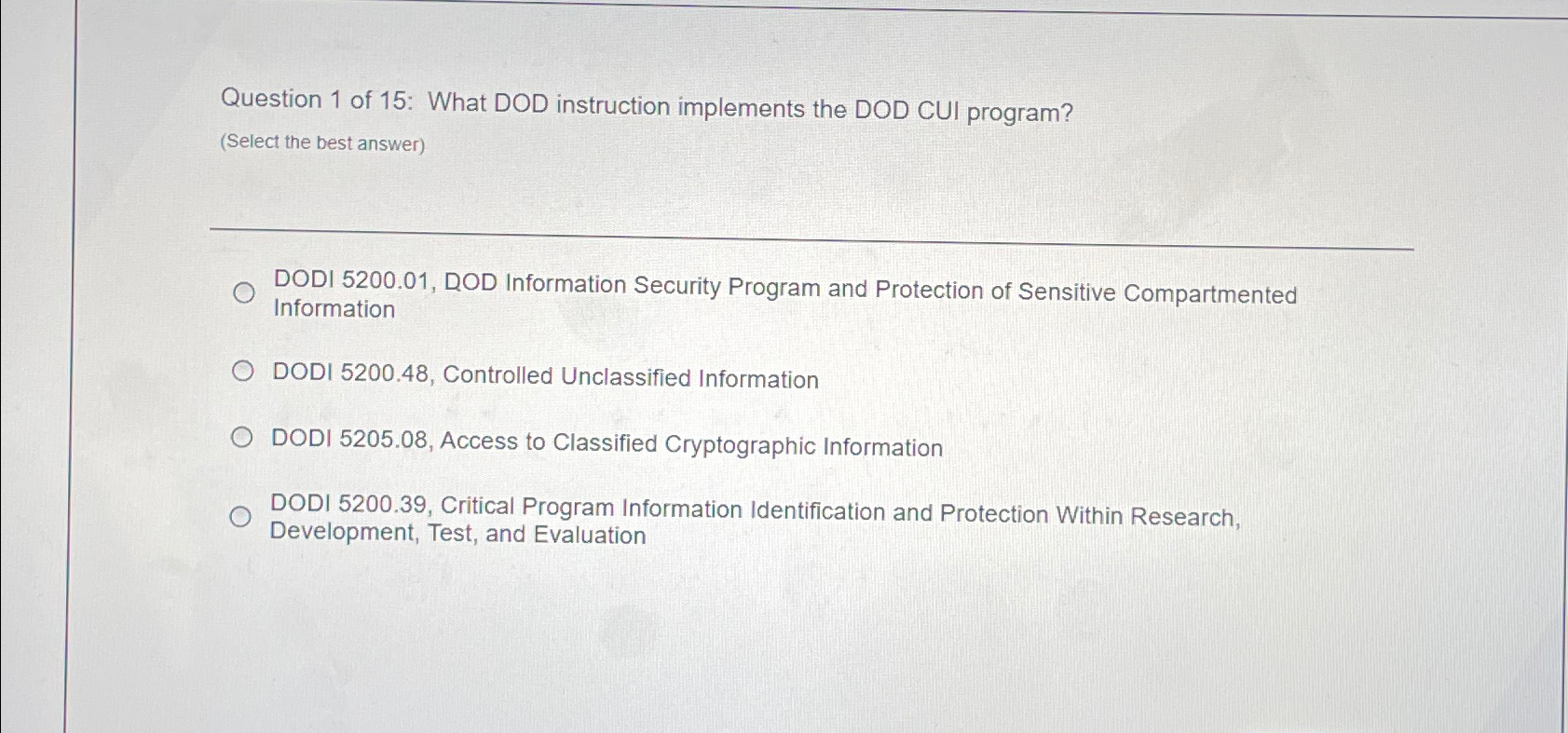 Solved Question 1 ﻿of 15: What DOD Instruction Implements | Chegg.com