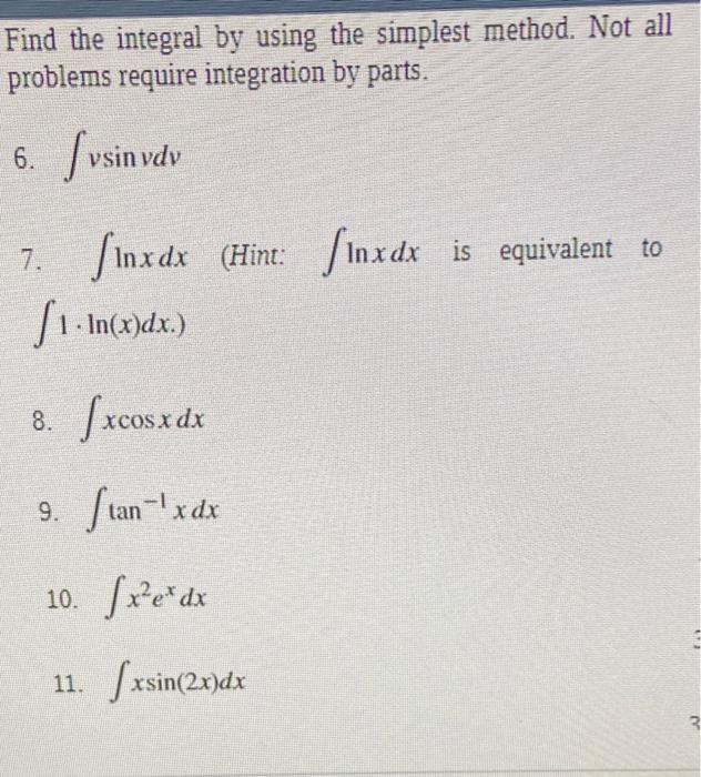 Solved 3.1 EXERCISES In using the technique of integration | Chegg.com