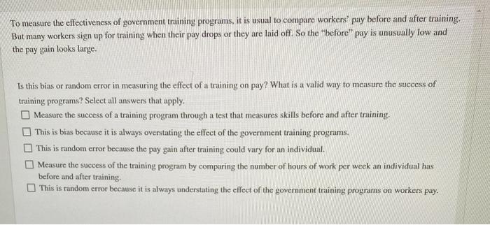 Measuring the Effectiveness of Training Programs