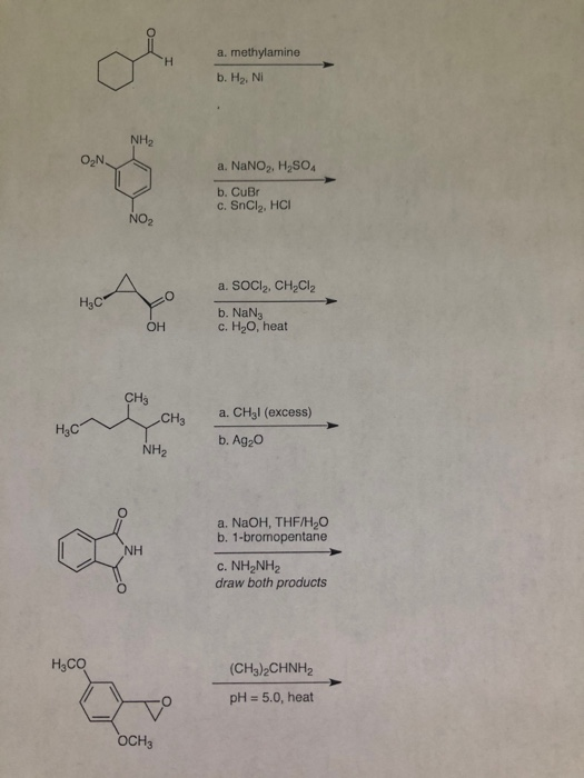 Solved A Methylamine B Hz Ni Nh2 On A Nano2 H2so4 B Chegg Com