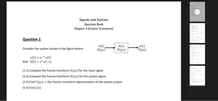 Solved Signals and Systems Question Bank Chapter 4 (Fourier | Chegg.com