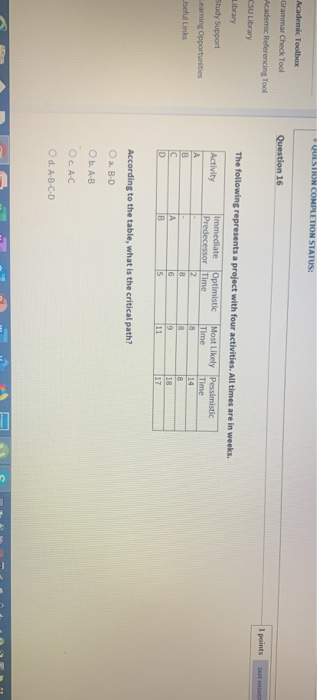Solved - QUESTION COMPLETION STATUS Question 16 Academic | Chegg.com