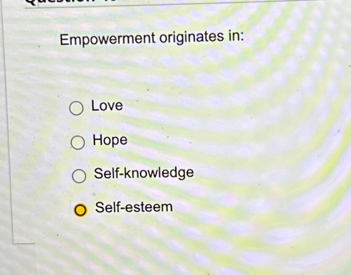 Solved Empowerment originates | Chegg.com