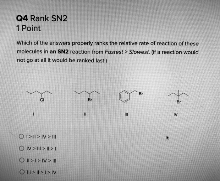 Solved Q4 Rank SN2 1 Point Which of the answers properly | Chegg.com