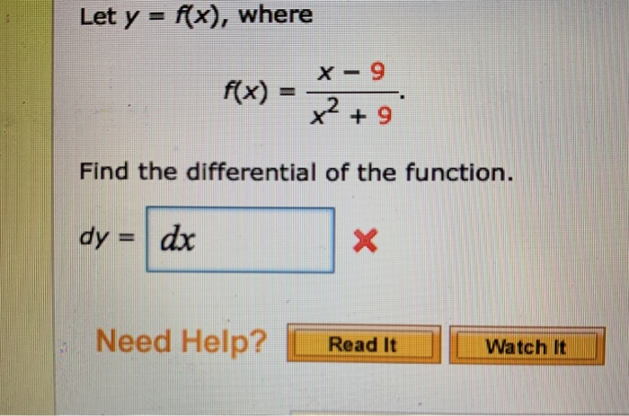 Solved Let Y F X Where X 9 F X E X 9 9 Find The