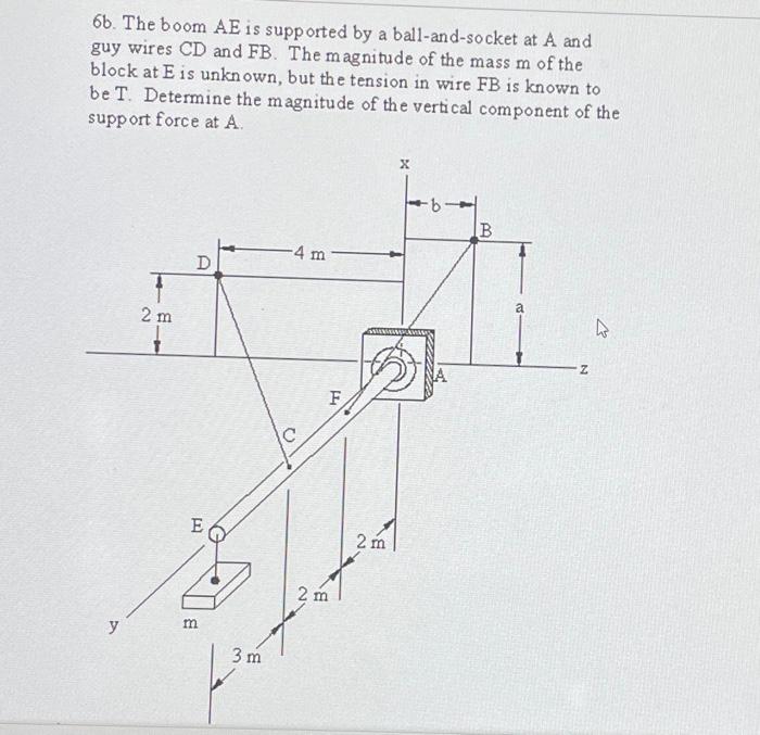Solved 6b. The boom AE is supported by a ball-and-socket at | Chegg.com