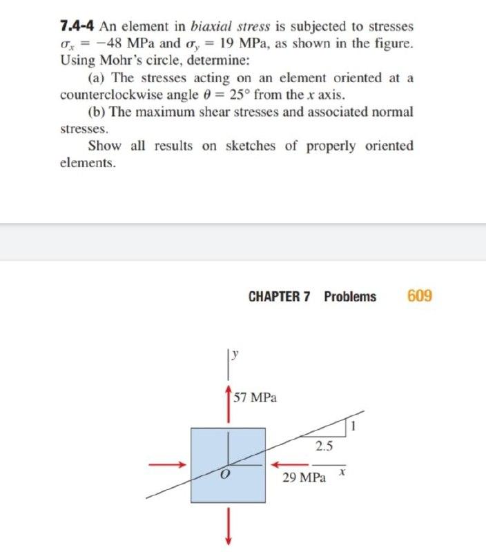 Solved 7.4-4 An element in biaxial stress is subjected to | Chegg.com