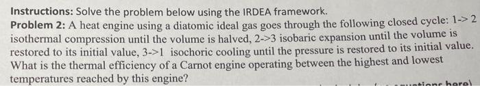 Solved Instructions: Solve the problem below using the IRDEA | Chegg.com