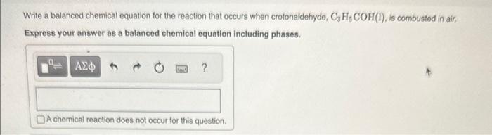 Solved Write a balanced chemical equation for the reaction | Chegg.com