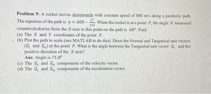 Solved Problem 9: A rocket moves downwards with constant | Chegg.com