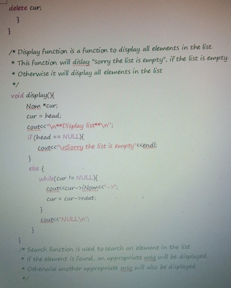 Solved 1. Please modify the linked list program provided to | Chegg.com