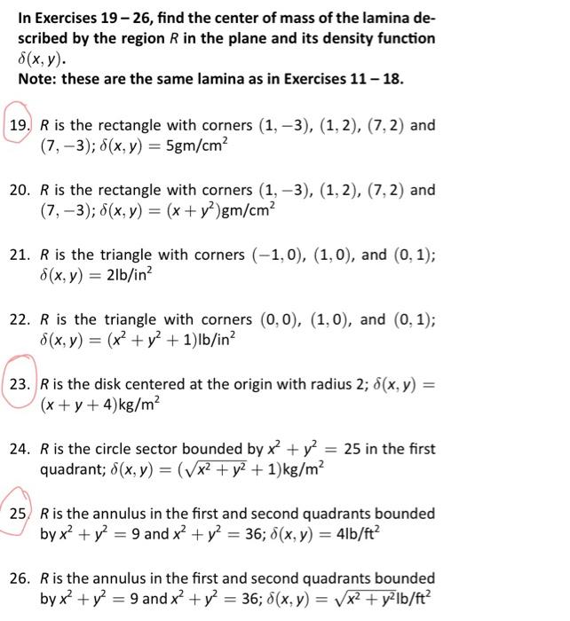 solved-in-exercises-19-26-find-the-center-of-mass-of-the-chegg