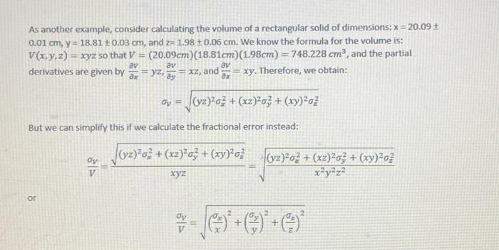 Solved This Is Error Propgation An Wxample Of What The Chegg Com