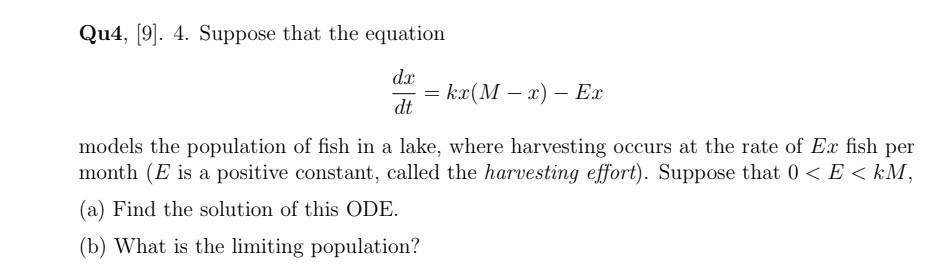 Solved Qu4 [9] 4 Suppose That The Equation