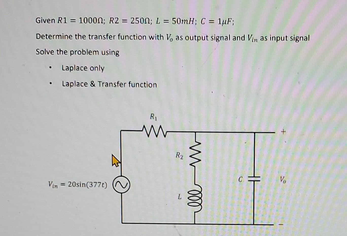 Solved Solve the Laplace aided analysis of RLC circuit, by