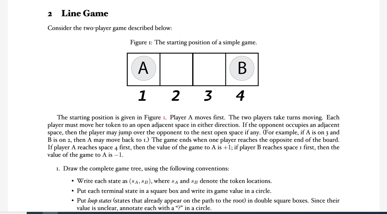 Solved 2 ﻿Line GameConsider the twoplayer game described