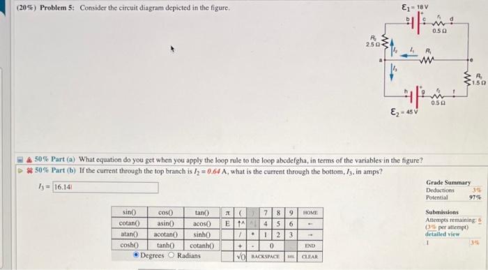 Solved 205 Problem 5 Consider The Circuit Diagram