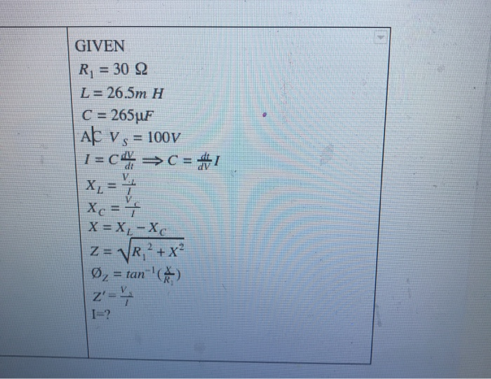 Solved Calculate The Theoretical Values From The Given Ac Chegg Com