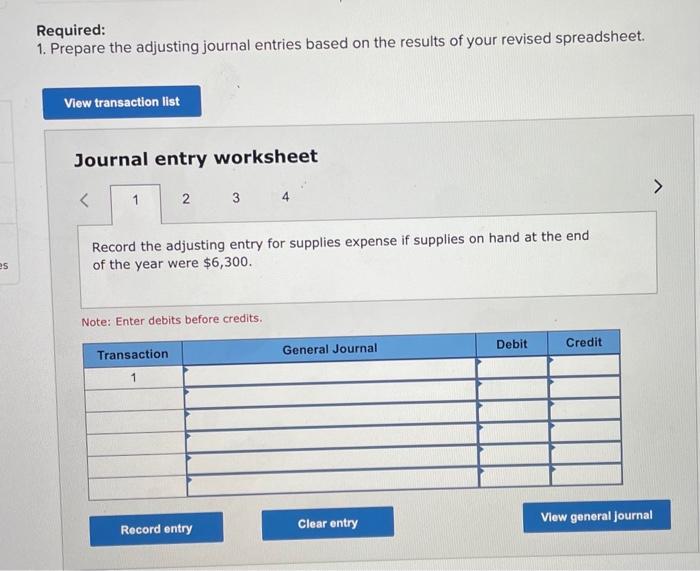 Solved Using The Worksheet You Completed In Part 1, Revise | Chegg.com