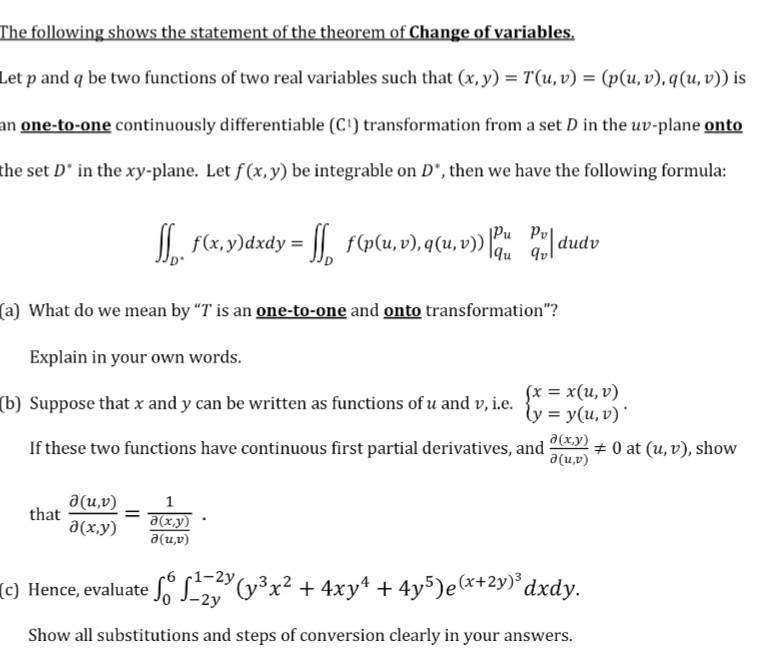 Solved The Following Shows The Statement Of The Theorem O Chegg Com