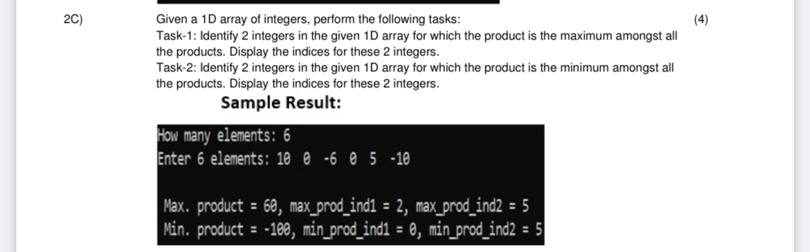 Solved 2C) ﻿Given a 1D array of integers, perform the | Chegg.com