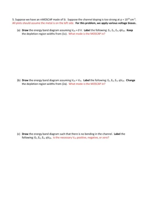 Solved 5. Suppose we have an nMOSCAP made of Si. Suppose the | Chegg.com