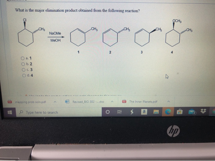 Solved What is the major elimination product obtained from | Chegg.com