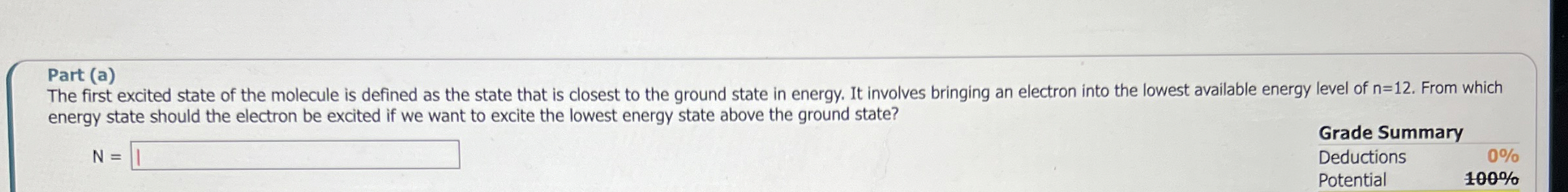 Solved Part (a)The first excited state of the molecule is | Chegg.com