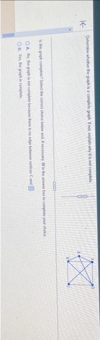 Solved Determine whether tha graph is a cemplete graph. If | Chegg.com
