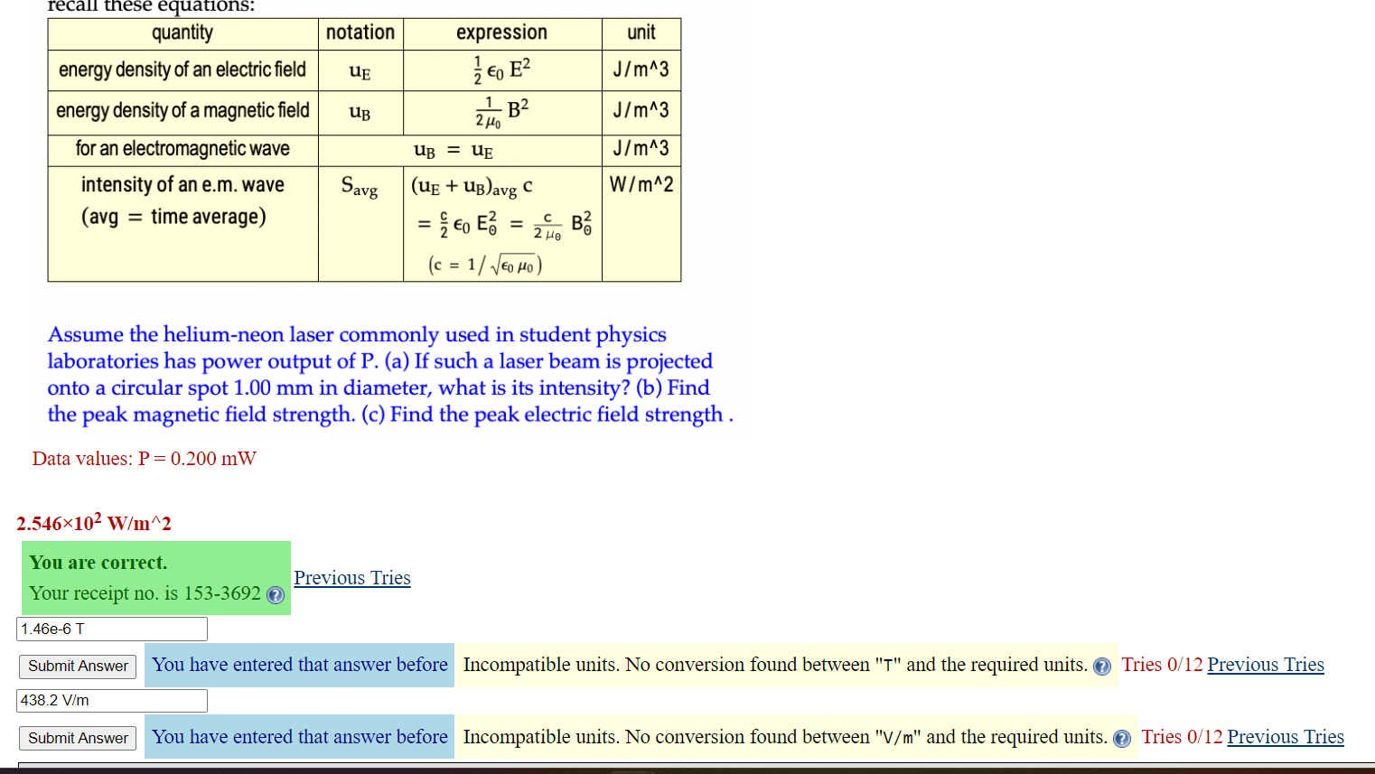 Solved Assume the helium-neon laser commonly used in student | Chegg.com