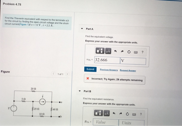 Solved Problem 4.78 Find The Thevenin Equivalent With | Chegg.com