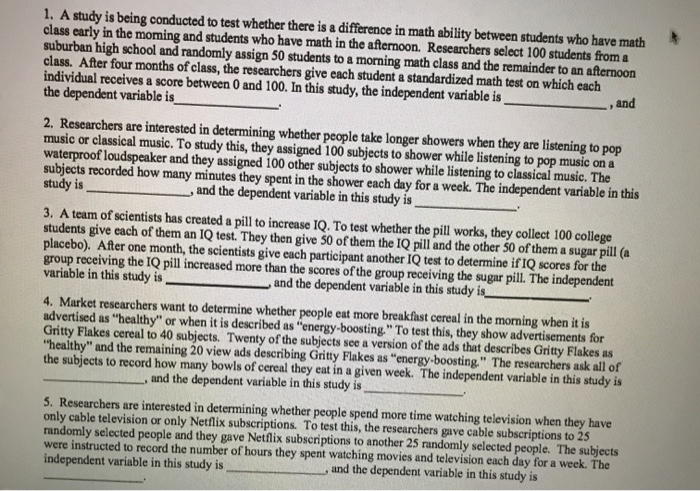 Solved 1. A study is being conducted to test whether there | Chegg.com