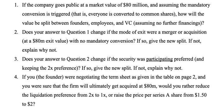 Solved Part A A Venture Capitalist Presents Arbuckle, Inc., | Chegg.com