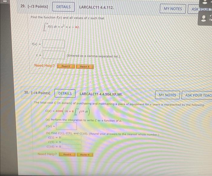 Solved Find the function f(x) and all values of c such that | Chegg.com
