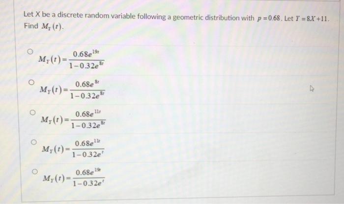 Solved Let X be a discrete random variable following a | Chegg.com