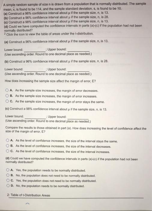 Solved A simple random sample of size n is drawn from a | Chegg.com