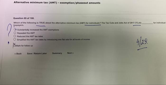 Solved Alternative minimum tax (AMT) - exemption/phaseout | Chegg.com