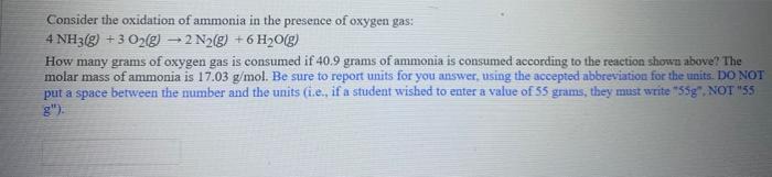 Solved Consider the oxidation of ammonia in the presence of | Chegg.com