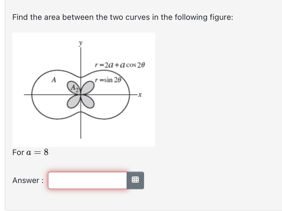 Solved Find the area between the two curves in the following | Chegg.com