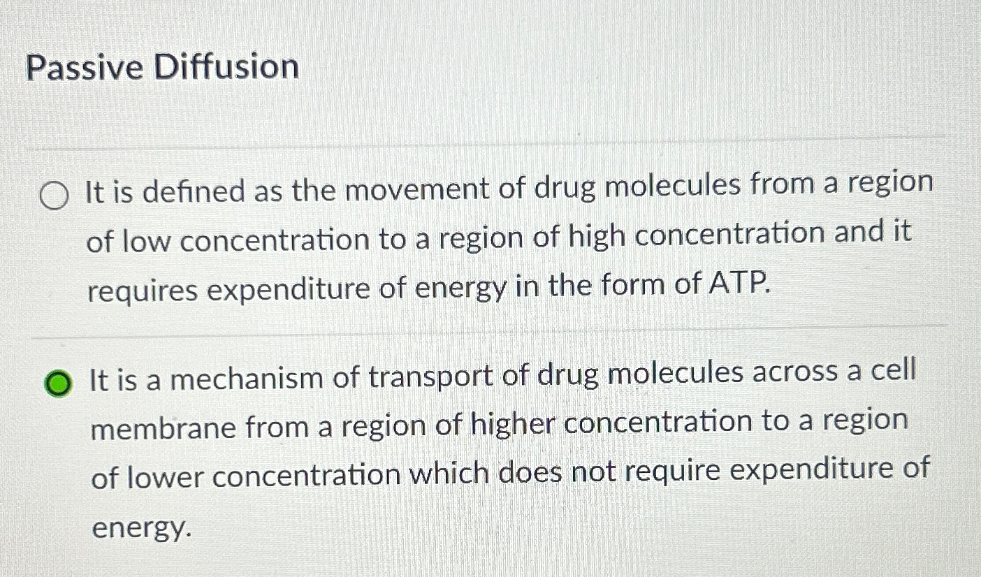 Solved Passive DiffusionIt is defined as the movement of