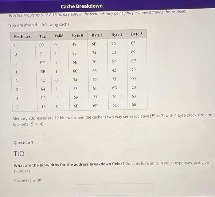 Solved Cache Breakdown Practice Problems 6.12-6.76 (p. | Chegg.com