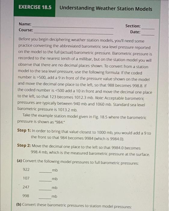 Solved EXERCISE 18.5 Understanding Weather Station Models