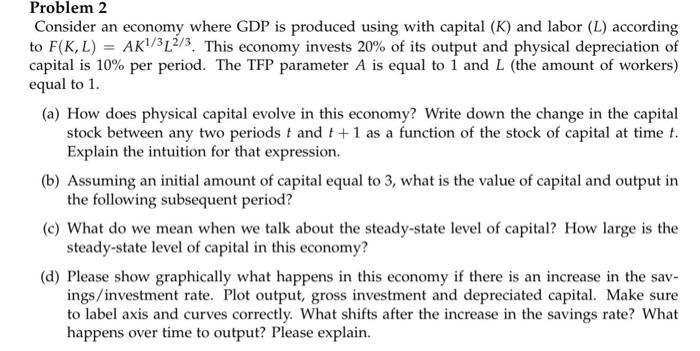 Solved Consider An Economy Where GDP Is Produced Using With | Chegg.com