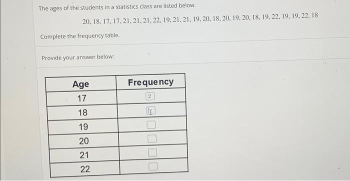 Solved The ages of the students in a statistics class are | Chegg.com